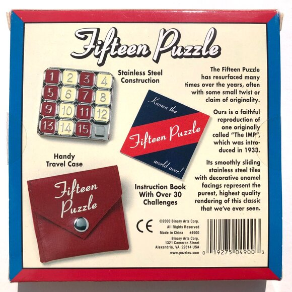 vintage Fifteen Puzzle Stainless Steel Handy Case Instruction Book 019275049003 - Picture 2 of 10